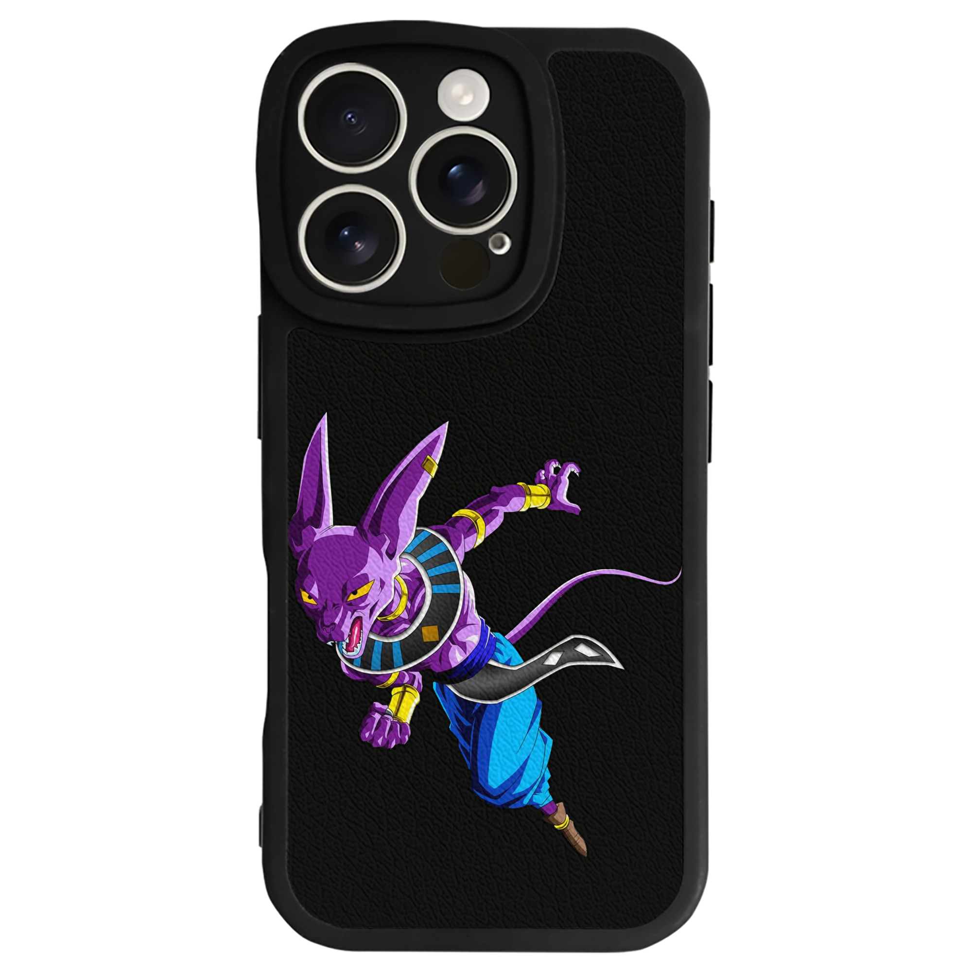 （画像用） ドラゴンボール ビルス 破壊神ビルス DRAGON BALL Beerus Birusu 【iPhone 16シリーズ対応】シリコンスマホケース（レザー調） 材質：シリコン